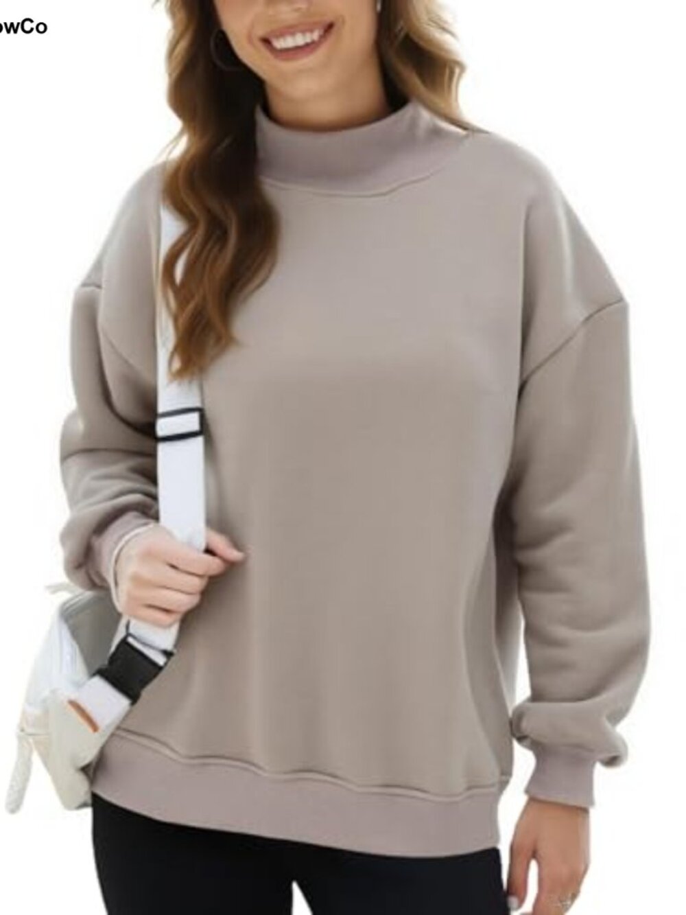 Women's Mock Neck Oversized Fleece Lined Sweatshirt Pullover